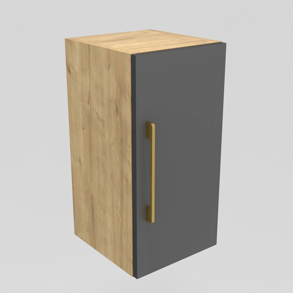 Modulo LDT 25x50x25 + entrepaño + puerta verical roble rustico/gris grafito