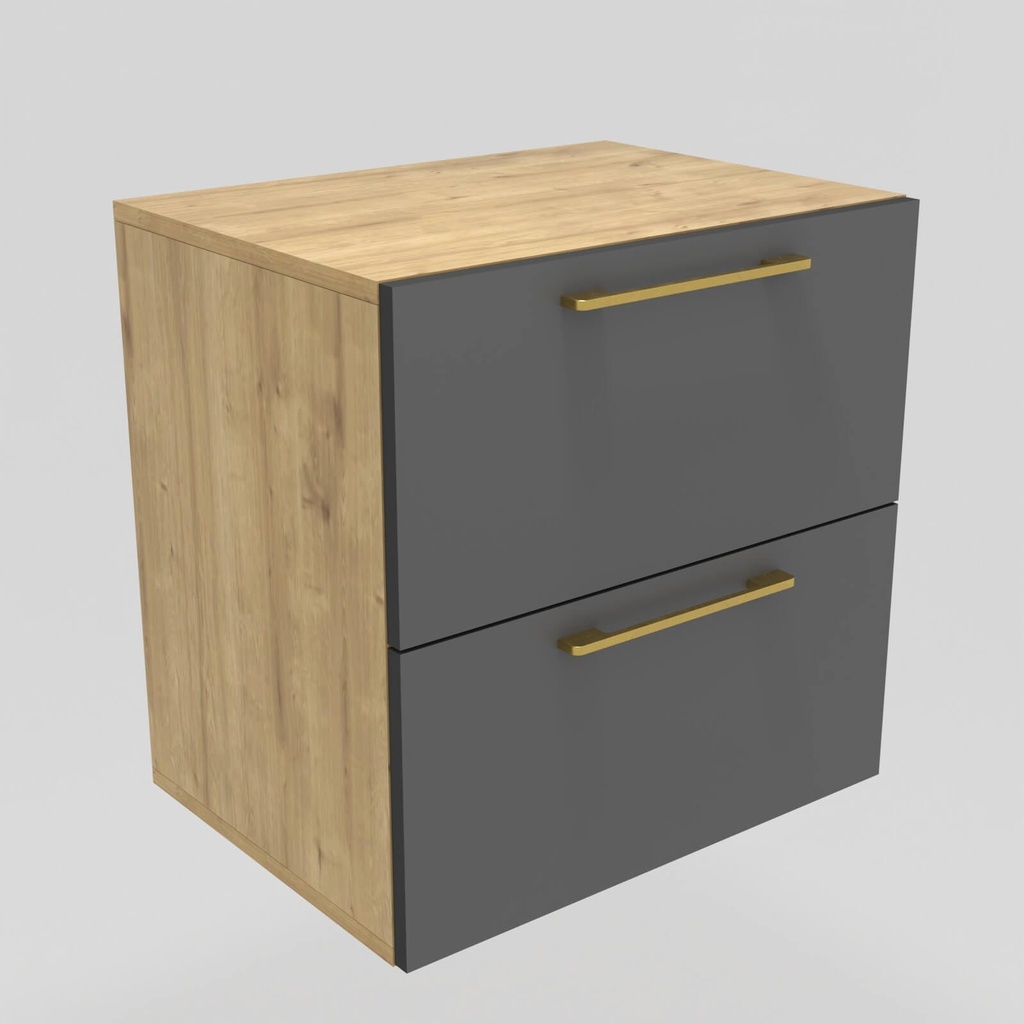 Modulo LDT 50x50x36 + 2 gavetas roble rustico/gris grafito