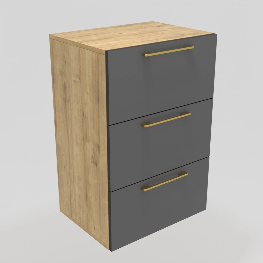 Modulo LDT 50x75x36 + 3 gavetas roble rustico/gris grafito