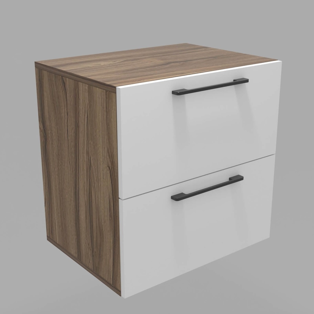 Modulo LDT 50x50x36 + 2 gavetas nogal terracota/blanco