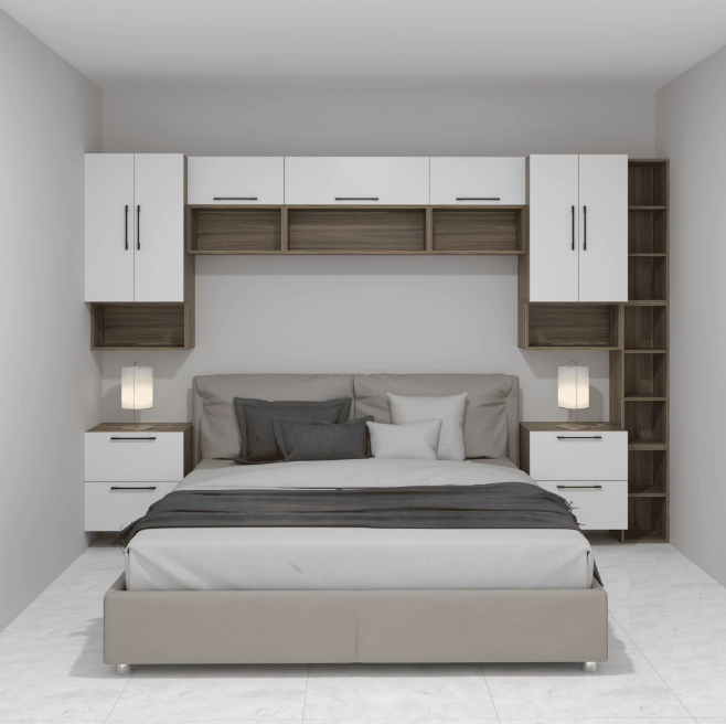 COMBO DORMITORIO LDT NOGAL TERRACOTA/BLANCO 
