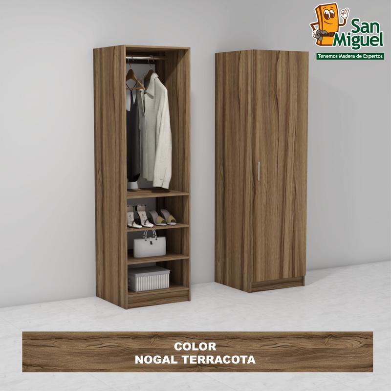 DIY CLOSET 1 COLGADOR 3 ENTREPAÑOS ANCHO 60 + PUERTA NOGAL TERRACOTA