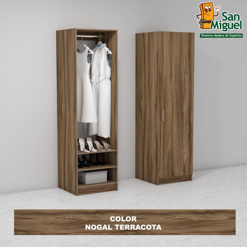DIY CLOSET 1 COLGADOR 2 ENTREPAÑOS ANCHO 60 + PUERTA NOGAL TERRACOTA