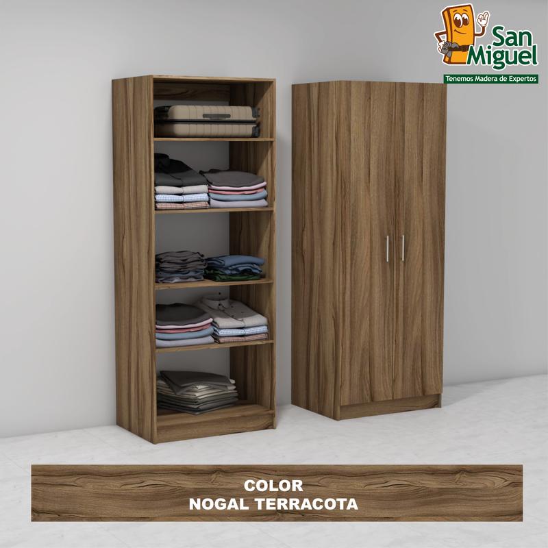 DIY CLOSET 5 ENTREPAÑOS ANCHO 80 + 2 PUERTAS NOGAL TERRACOTA