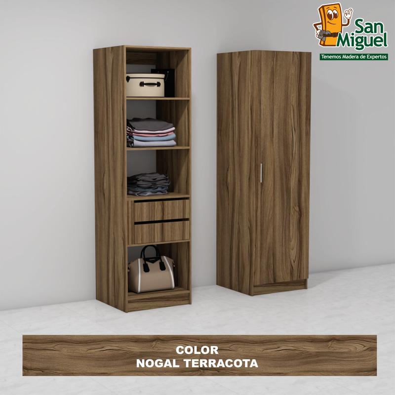 DIY CLOSET 2 GAVETAS 4 ENTREPAÑOS ANCHO 60 NOGAL TERRACOTA