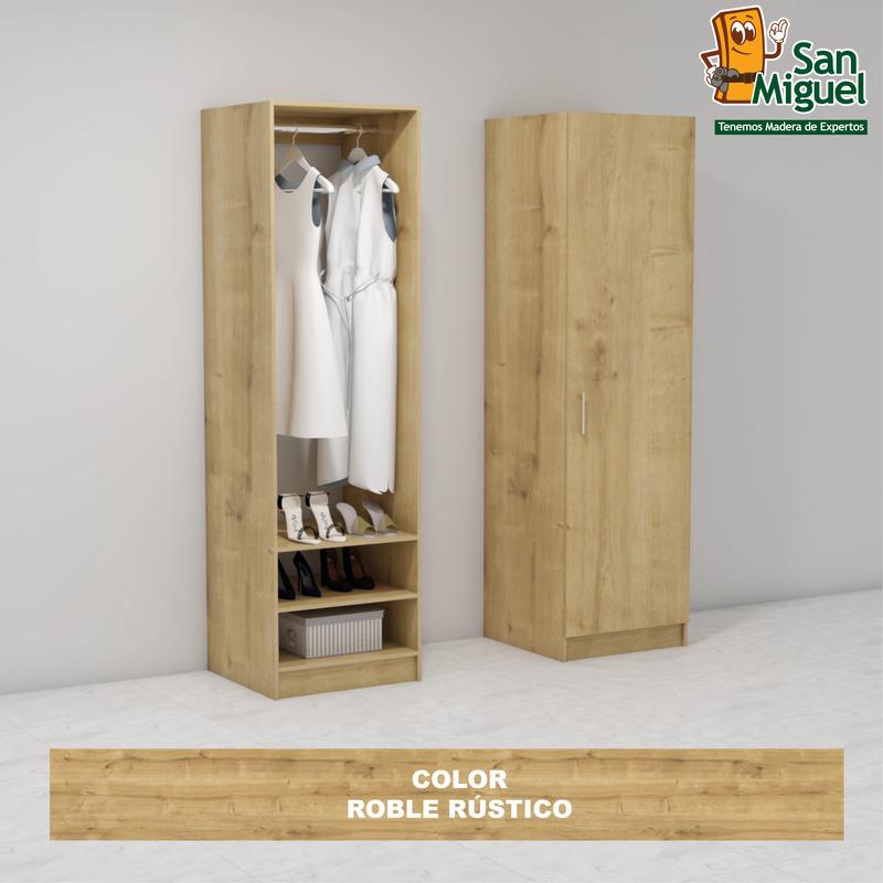 DIY CLOSET 1 COLGADOR 2 ENTREPAÑOS ANCHO 60 + PUERTA ROBLE RUSTICO