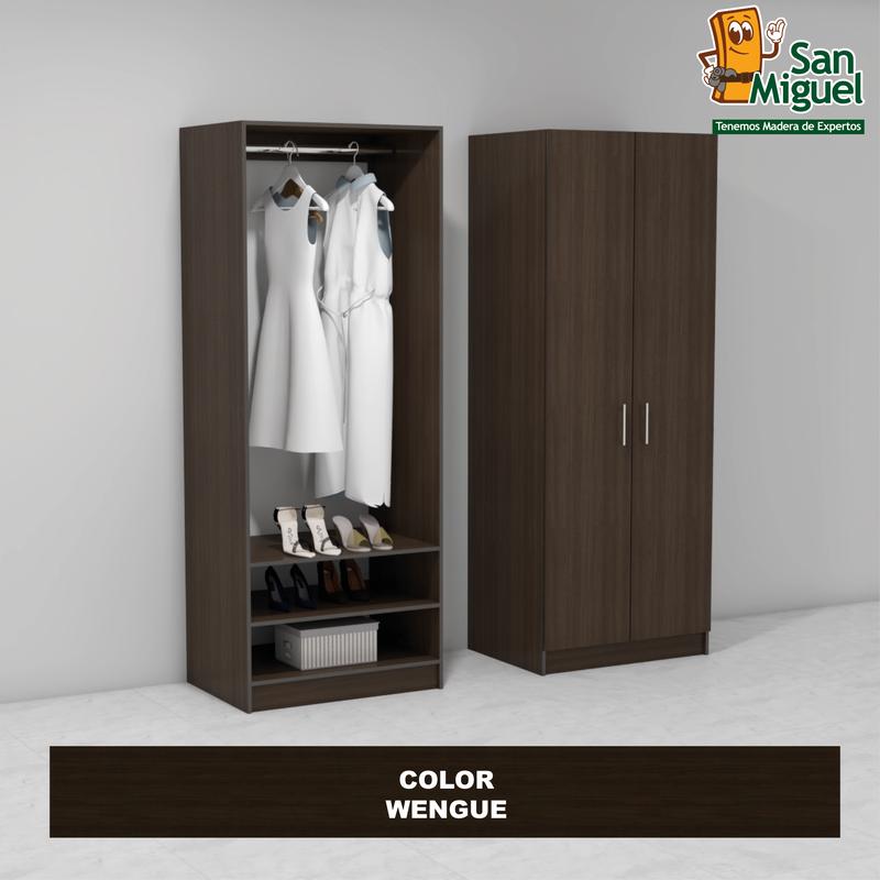 DIY CLOSET 1 COLGADOR 2 ENTREPAÑOS ANCHO 80 + 2 PUERTAS WENGUE