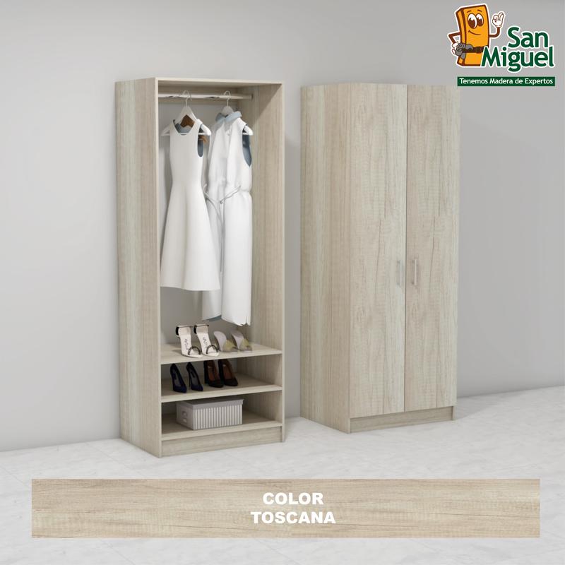 DIY CLOSET 1 COLGADOR 2 ENTREPAÑOS ANCHO 80 + 2 PUERTAS TOSCANA