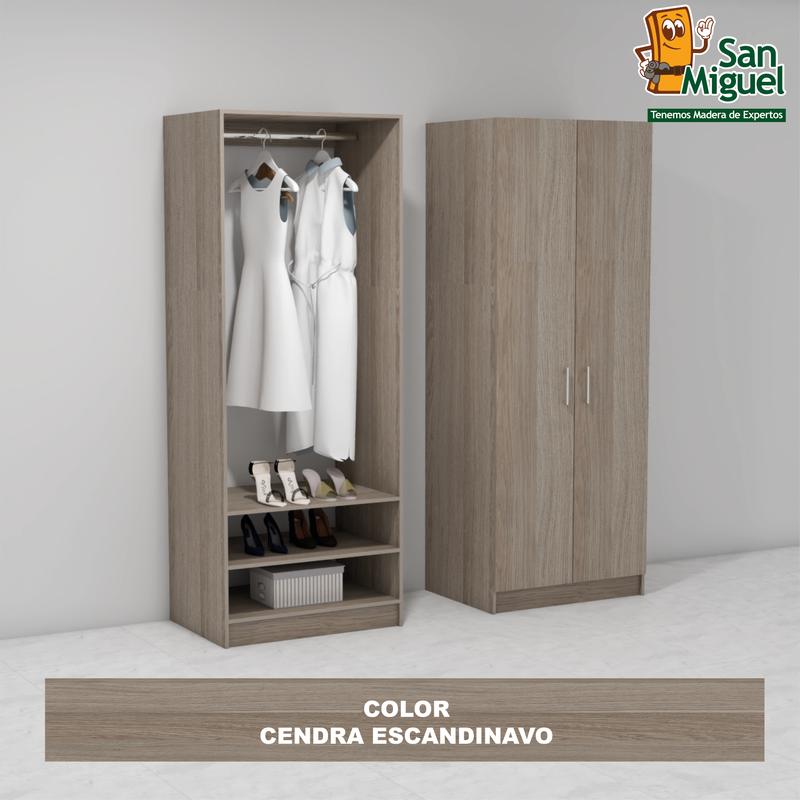DIY CLOSET 1 COLGADOR 2 ENTREPAÑOS ANCHO 80 + 2 PUERTAS ESCANDINAVO