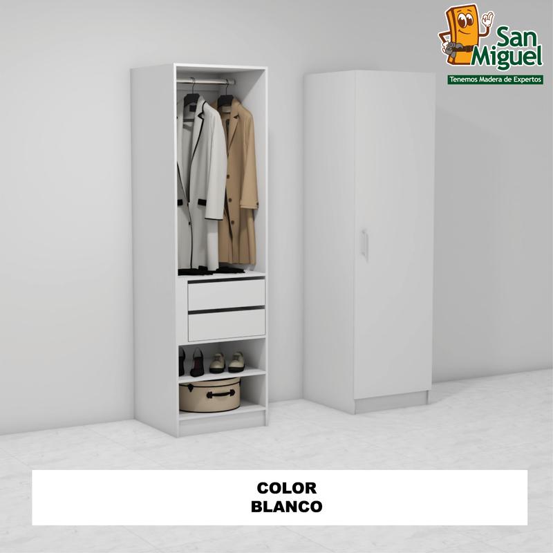 DIY CLOSET 1 COLGADOR 2 GAVETAS ANCHO 60 + PUERTA  BLANCO