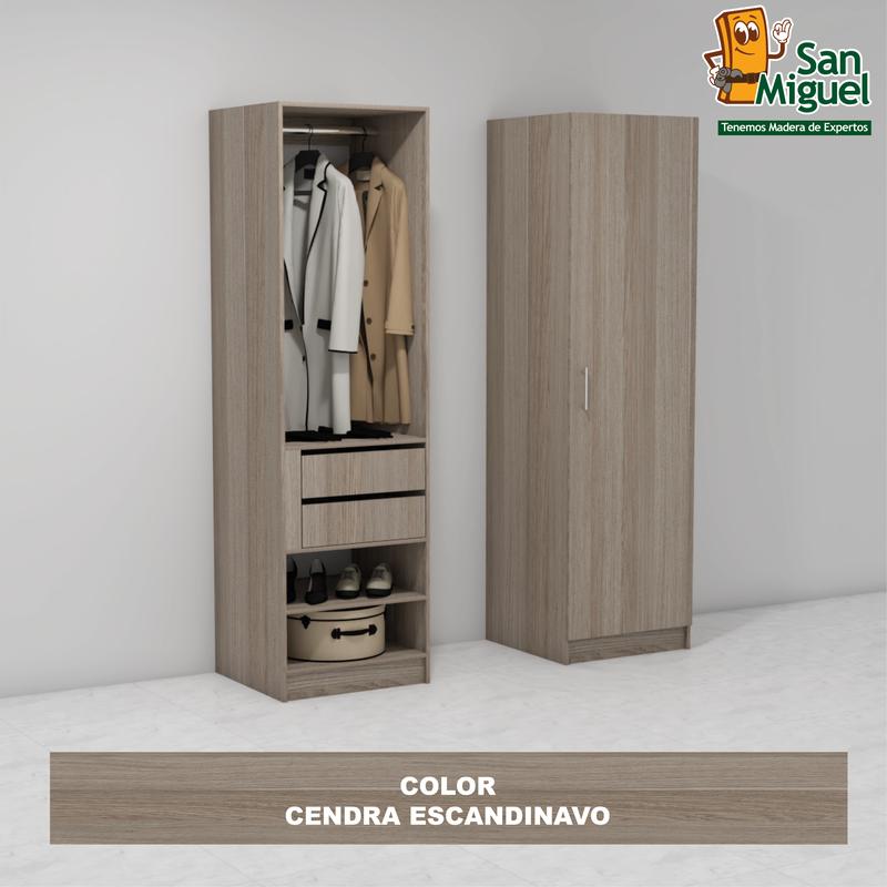 DIY CLOSET 1 COLGADOR 2 GAVETAS ANCHO 60 + PUERTA  ESCANDINAVO