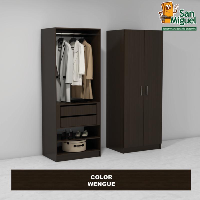DIY CLOSET 1 COLGADOR 2 GAVETAS ANCHO 80 + 2 PUERTAS  WENGUE