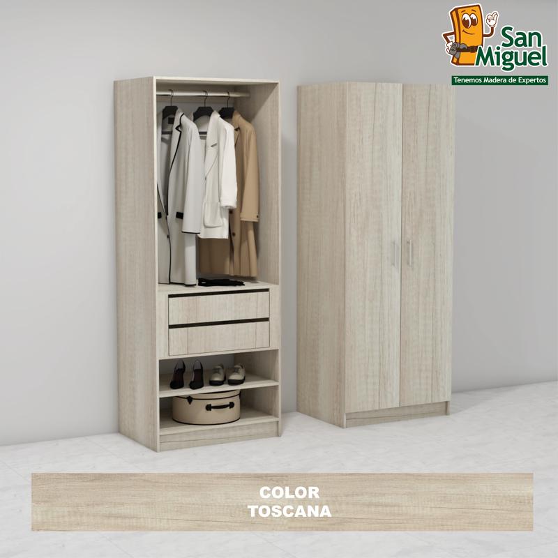DIY CLOSET 1 COLGADOR 2 GAVETAS ANCHO 80 + 2 PUERTAS  TOSCANA