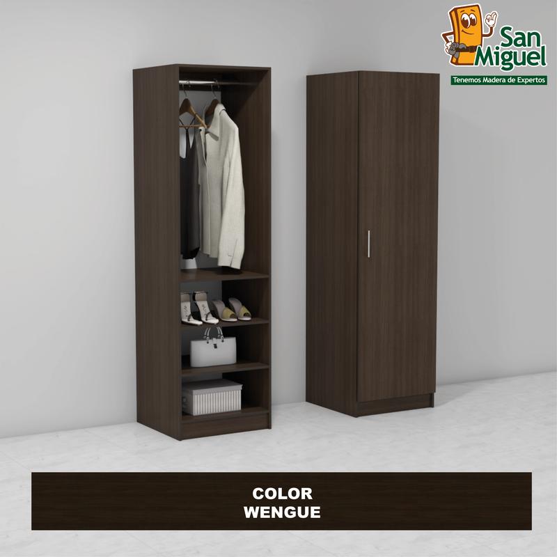 DIY CLOSET 1 COLGADOR 3 ENTREPAÑOS ANCHO 60 + PUERTA  WENGUE