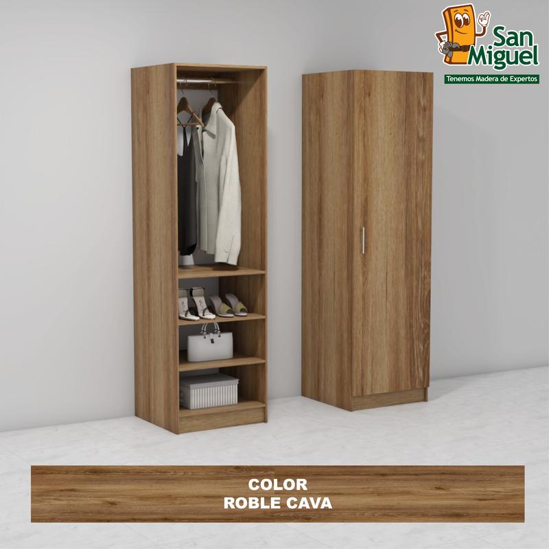 DIY CLOSET 1 COLGADOR 3 ENTREPAÑOS ANCHO 60 + PUERTA  ROBLE CAVA