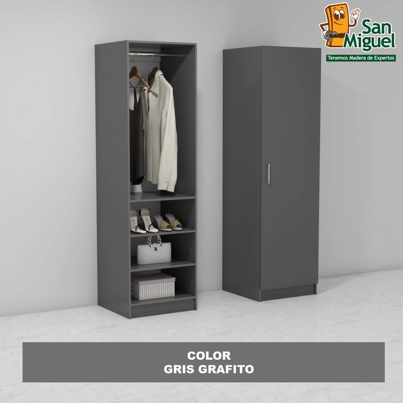 DIY CLOSET 1 COLGADOR 3 ENTREPAÑOS ANCHO 60 + PUERTA  GRIS GRAFITO