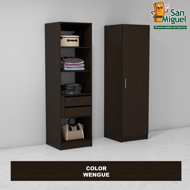 DIY CLOSET 2 GAVETAS 4 ENTREPAÑOS ANCHO 60 + PUERTA  WENGUE