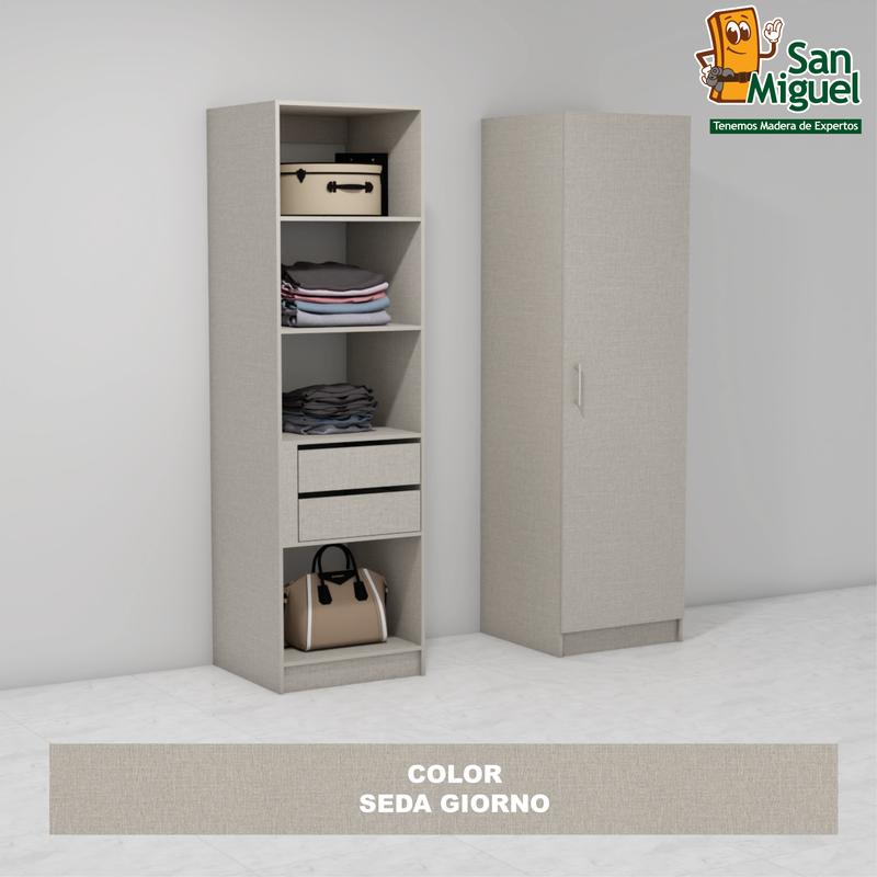 DIY CLOSET 2 GAVETAS 4 ENTREPAÑOS ANCHO 60 + PUERTA  SEDA GIORNO