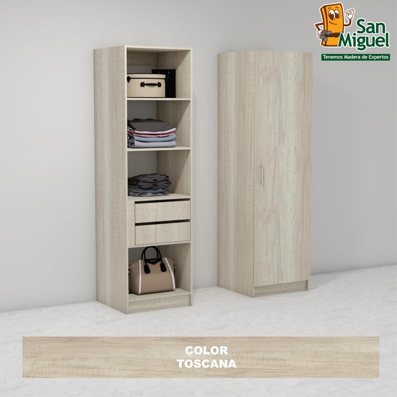 DIY CLOSET 2 GAVETAS 4 ENTREPAÑOS ANCHO 60 + PUERTA  TOSCANA