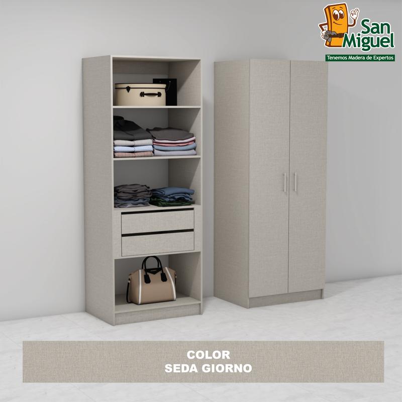 DIY CLOSET 2 GAVETAS 4 ENTREPAÑOS ANCHO 80 + 2 PUERTAS  SEDA GIORNO