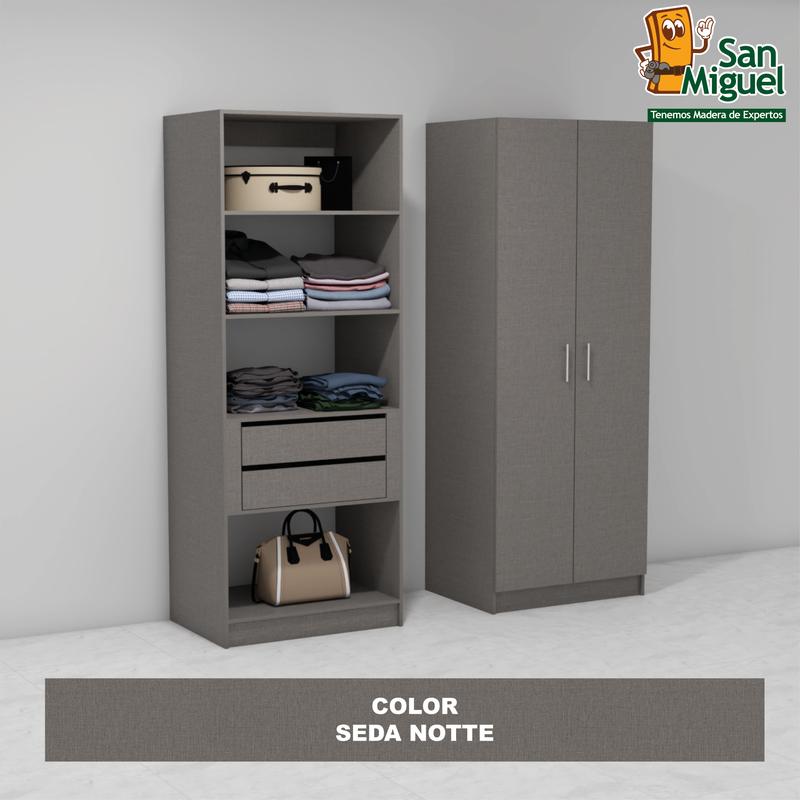 DIY CLOSET 2 GAVETAS 4 ENTREPAÑOS ANCHO 80 + 2 PUERTAS  SEDA NOTTE