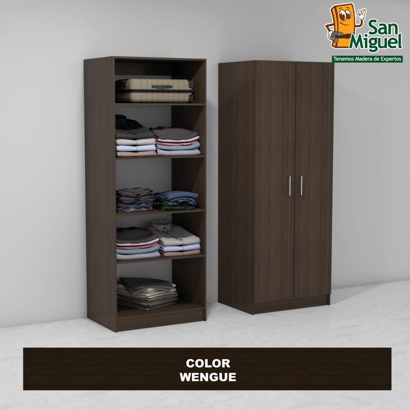 DIY CLOSET 5 ENTREPAÑOS ANCHO 80 + 2 PUERTAS  WENGUE