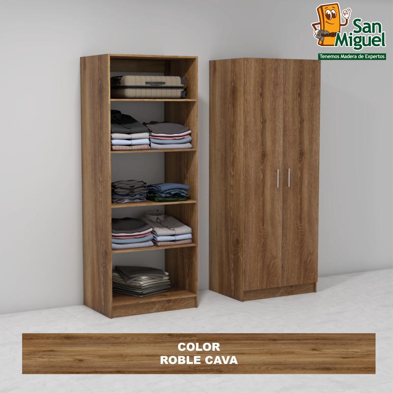 DIY CLOSET 5 ENTREPAÑOS ANCHO 80 + 2 PUERTAS  ROBLE CAVA