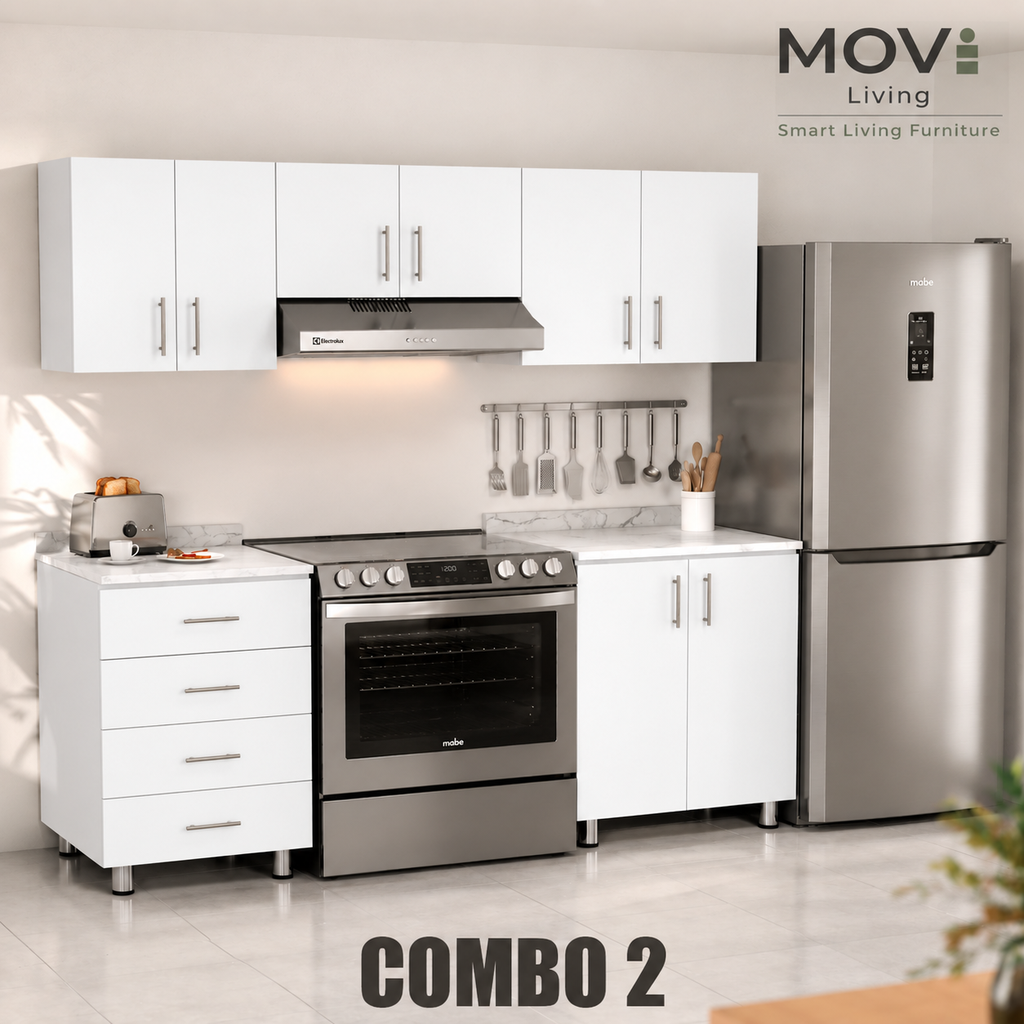 COMBO COCINA 2 5PZS BLANCO + TOP MARMARA