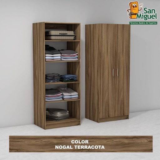 [CCCL-2301] DIY CLOSET 5 ENTREPAÑOS ANCHO 80 + 2 PUERTAS NOGAL TERRACOTA