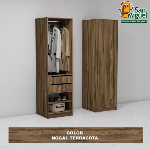[CCCL-0501] DIY CLOSET 1 COLGADOR 2 GAVETAS ANCHO 60 + PUERTA NOGAL TERRACOTA
