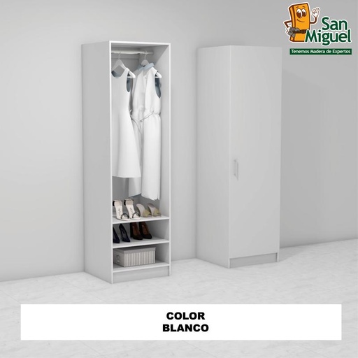 [CCCL-0102] DIY CLOSET 1 COLGADOR 2 ENTREPAÑOS ANCHO 60 + PUERTA BLANCO