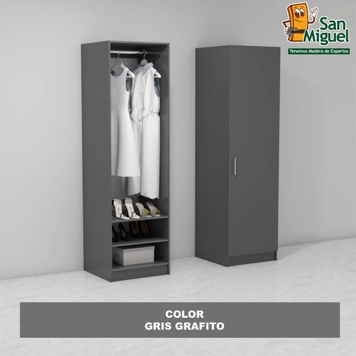 [CCCL-0207] DIY CLOSET 1 COLGADOR 2 ENTREPAÑOS ANCHO 60 GRIS GRAFITO