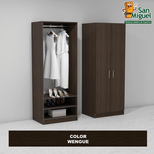 [CCCL-0303] DIY CLOSET 1 COLGADOR 2 ENTREPAÑOS ANCHO 80 + 2 PUERTAS WENGUE