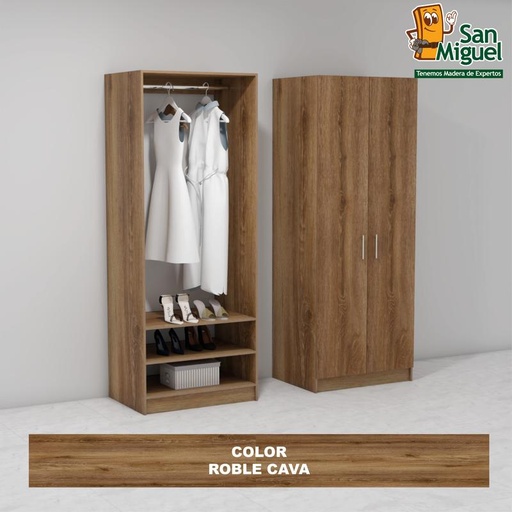 [CCCL-0304] DIY CLOSET 1 COLGADOR 2 ENTREPAÑOS ANCHO 80 + 2 PUERTAS ROBLE CAVA
