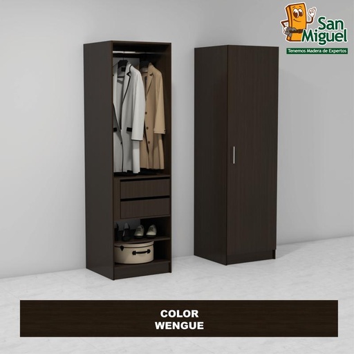 [CCCL-0503] DIY CLOSET 1 COLGADOR 2 GAVETAS ANCHO 60 + PUERTA  WENGUE