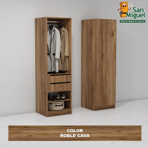 [CCCL-0504] DIY CLOSET 1 COLGADOR 2 GAVETAS ANCHO 60 + PUERTA  ROBLE CAVA