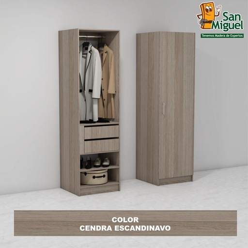 [CCCL-0610] DIY CLOSET 1 COLGADOR 2 GAVETAS ANCHO 60  ROBLE ESCANDINAVO
