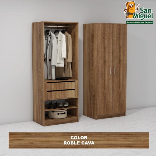 [CCCL-0704] DIY CLOSET 1 COLGADOR 2 GAVETAS ANCHO 80 + 2 PUERTAS  ROBLE CAVA