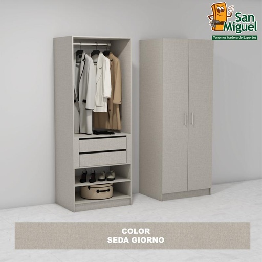 [CCCL-0706] DIY CLOSET 1 COLGADOR 2 GAVETAS ANCHO 80 + 2 PUERTAS  SEDA GIORNO