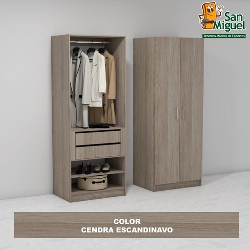 [CCCL-0710] DIY CLOSET 1 COLGADOR 2 GAVETAS ANCHO 80 + 2 PUERTAS  ESCANDINAVO