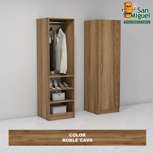 [CCCL-0904] DIY CLOSET 1 COLGADOR 3 ENTREPAÑOS ANCHO 60 + PUERTA  ROBLE CAVA