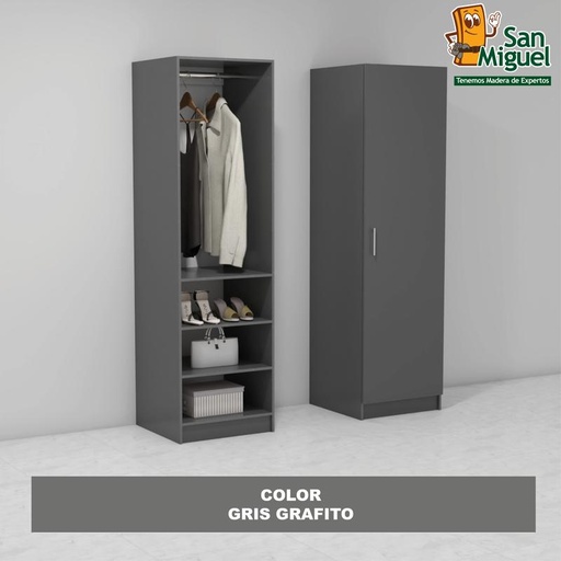 [CCCL-0907] DIY CLOSET 1 COLGADOR 3 ENTREPAÑOS ANCHO 60 + PUERTA  GRIS GRAFITO