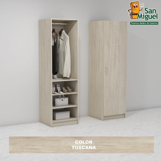 [CCCL-0908] DIY CLOSET 1 COLGADOR 3 ENTREPAÑOS ANCHO 60 + PUERTA  TOSCANA