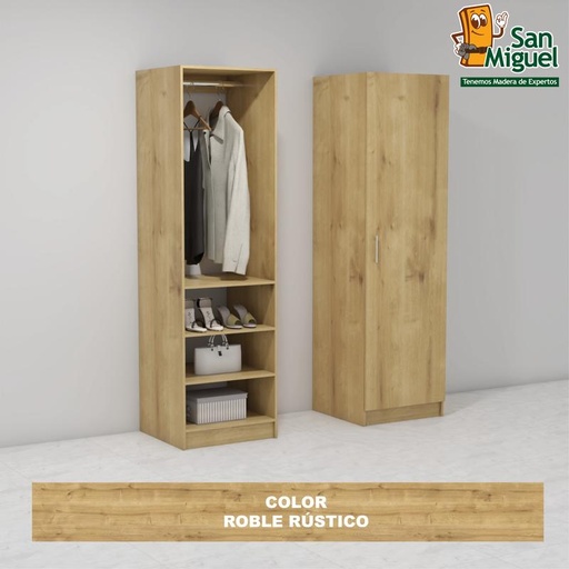 [CCCL-1005] DIY CLOSET 1 COLGADOR 3 ENTREPAÑOS ANCHO 60  ROBLE RUSTICO
