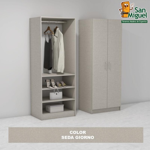 [CCCL-1106] DIY CLOSET 1 COLGADOR 3 ENTREPAÑOS ANCHO 80 + 2 PUERTAS  SEDA GIORNO