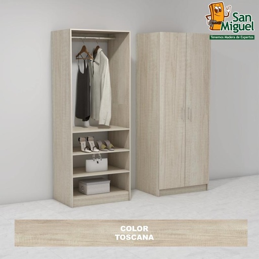 [CCCL-1108] DIY CLOSET 1 COLGADOR 3 ENTREPAÑOS ANCHO 80 + 2 PUERTAS  TOSCANA