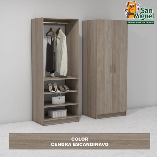 [CCCL-1110] DIY CLOSET 1 COLGADOR 3 ENTREPAÑOS ANCHO 80 + 2 PUERTAS  ESCANDINAVO