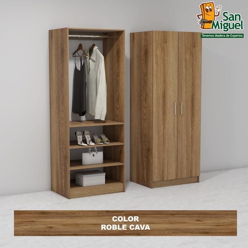 [CCCL-1204] DIY CLOSET 1 COLGADOR 3 ENTREPAÑOS ANCHO 80  ROBLE CAVA