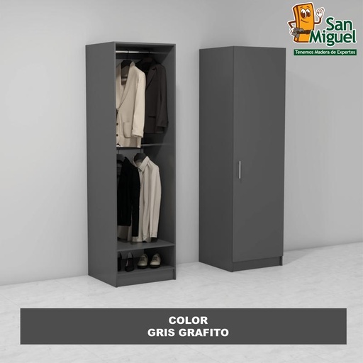 [CCCL-1307] DIY CLOSET 2 COLGADORES ANCHO 60 + PUERTA  GRIS GRAFITO