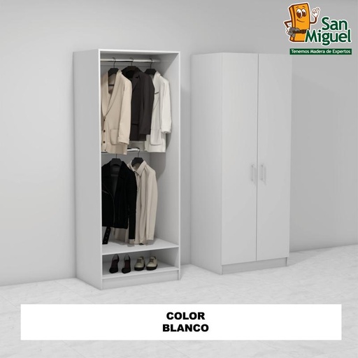 [CCCL-1502] DIY CLOSET 2 COLGADORES ANCHO 80 + 2 PUERTAS  BLANCO